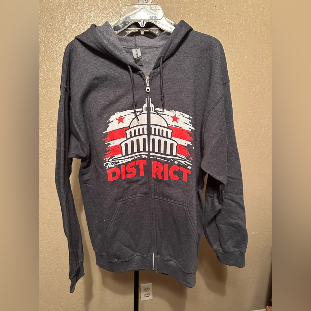 Gray Fleece Hoodie with Interior Care Tag